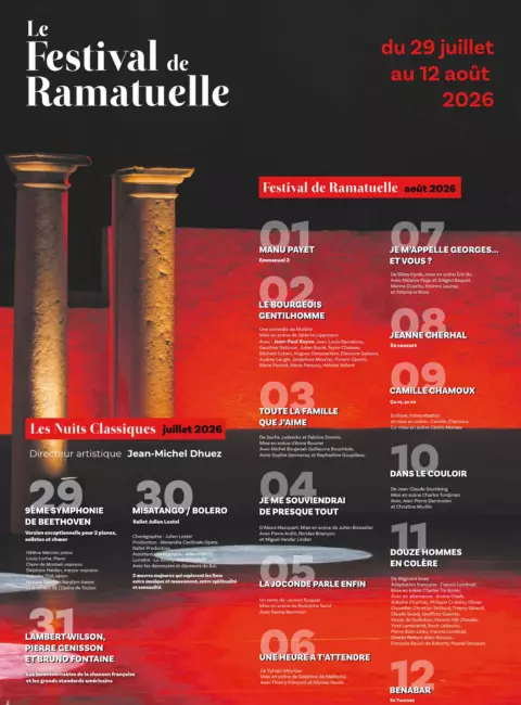 Affiche officielle de la programmation du Festival de Ramatuelle 2026