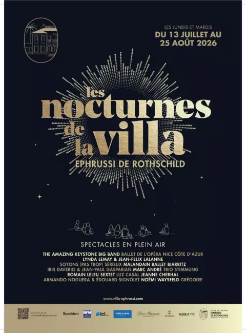 Affiche officielle des Nocturnes de la Villa Ephrussi de Rothschild 2026, du 13 juillet au 25 août